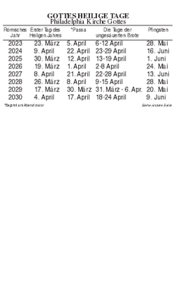 Taschenkalender für die heiligen Tage