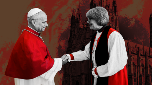 Anglikanisches Oberhaupt betet mit dem Papst