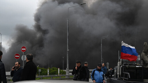 Moskau nach Drohnenangriff der Ukraine in Ölsmoke gehüllt